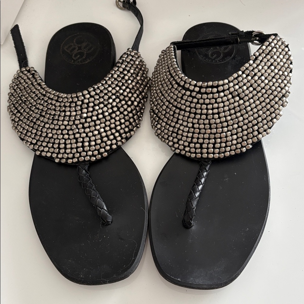 BCBGeneration Black Veg Vachetta Sandals - BG-UBA